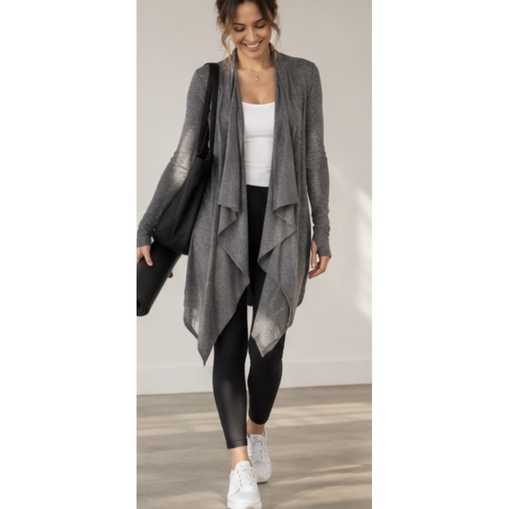 Lululemon Universal Wrap Cardigan Sz 6 Cashmere Blend Draped Waterfall Layers